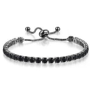 NWT Black Hypoallergenic Cubic Zirconia Tennis Slider Bracelet